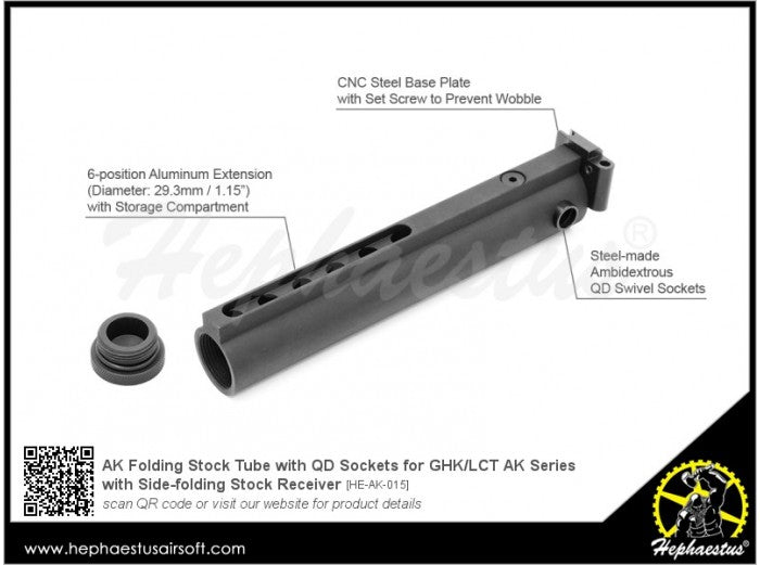 Hephaestus AK Folding Stock Tube with QD Sockets for GHK