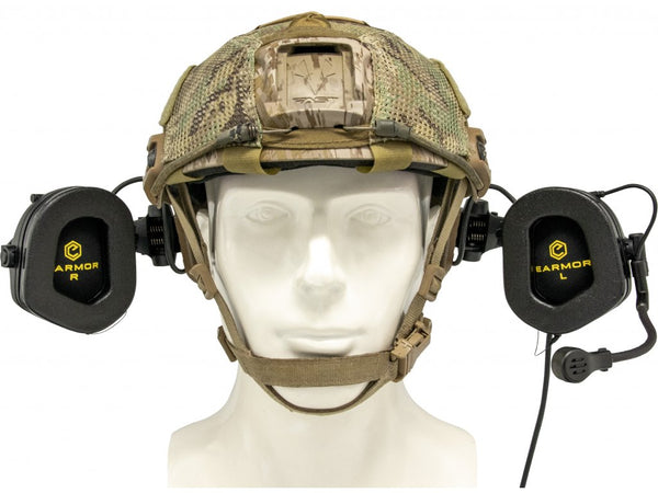 EARMOR M32X MOD4 Tactical Headset with Advanced Electronic Noise Reduction and Amplifying Pickup for RAC Rails (Coyote Brown)