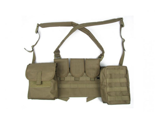 King Arms MPS AK Chest Magazine Carrier Set (Tan)