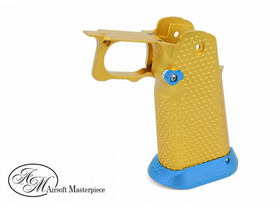 Airsoft Masterpiece Aluminum Grip for Hi-CAPA Type 1 (Gold with Blue)