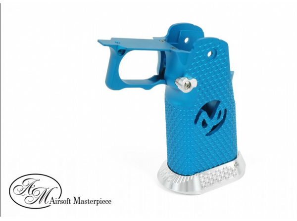 Airsoft Masterpiece Aluminum Grip for Hi-CAPA Type 2 (Blue with Silver)