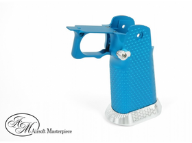 Airsoft Masterpiece Aluminum Grip for Hi-CAPA Type 1 (Blue with Silver)