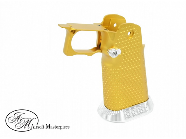 Airsoft Masterpiece Aluminum Grip for Hi-CAPA Type 1 (Gold with Silver)