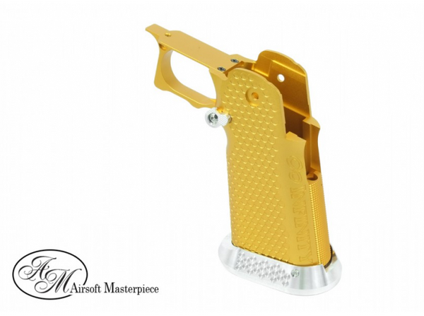 Airsoft Masterpiece Aluminum Grip for Hi-CAPA Type 1 (Gold with Silver)