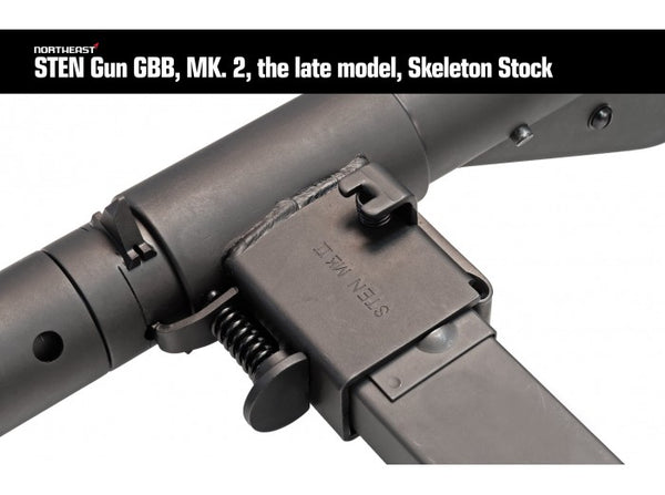 Northeast Airsoft - ROF Fazakerley Sten MK2 Machine Carbine Gas Blow Back (Late Model, Skeleton Stock)