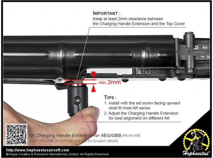 Hephaestus-AK-Charging-Handle-Extension-for-AEG-GBB | Bunny Workshop