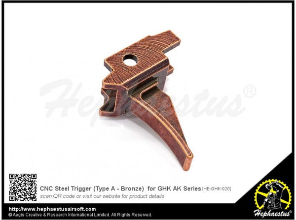 Hephaestus  - CNC Steel Trigger (Type A - Bronze) for GHK AK Series
