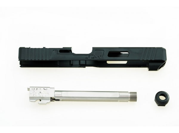 Guns Modify - SA G34 Stainless Steel RMR Slide Silver Threaded Barrel Set for Tokyo Marui G17 GBB