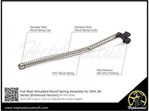 Hephaestus Full Steel Simulated Recoil Spring Assembly for GHK AK Series (Enhanced Version)