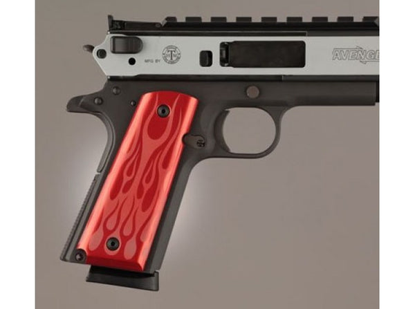Hogue Govt. Model Flames Aluminum - Red Anodized for 1911