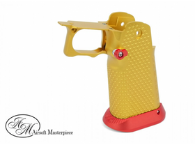Airsoft Masterpiece Aluminum Grip for Hi-CAPA Type 1 (Gold with Red)