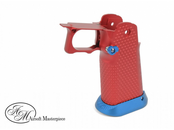 Airsoft Masterpiece Aluminum Grip for Hi-CAPA Type 1 (Red with Blue)