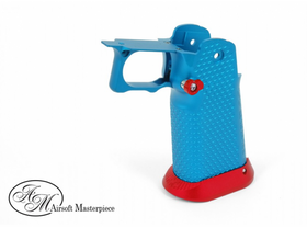 Airsoft Masterpiece Aluminum Grip for Hi-CAPA Type 1 (Blue with Red)
