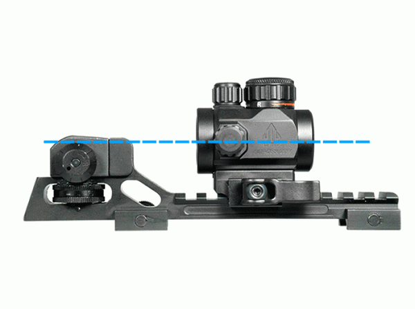 UTG - 0.5inch High Riser Mount with Integral Rear Sight Assembly