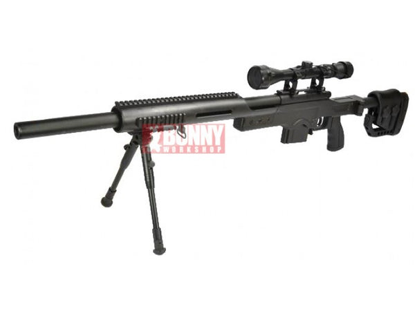 WELL - MB4410D Air-cocking Sniper Rifle w/ Scope & Bipod (Black)