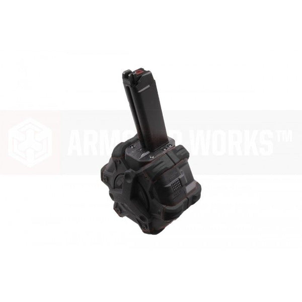 Armorer Works AW Custom  Adaptive Drum Magazine for AW / WE / Marui G Model 17, 18 GBB System Spec ( Black )