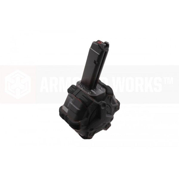 Armorer Works AW Custom  Adaptive Drum Magazine for AW / WE / Marui G Model 17, 18 GBB System Spec ( Black )