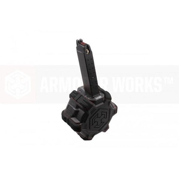 Armorer Works AW Custom  Adaptive Drum Magazine for AW / WE / Marui G Model 17, 18 GBB System Spec ( Black )