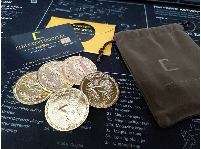 John Wick - Gold Coin Dummy and Continental Hotel Key Card Set | Bunny ...