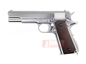 WE - 1911 Matte Chrome Full Metal Checker Grip (Silver)