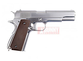 WE - 1911 Matte Chrome Full Metal Checker Grip (Silver)